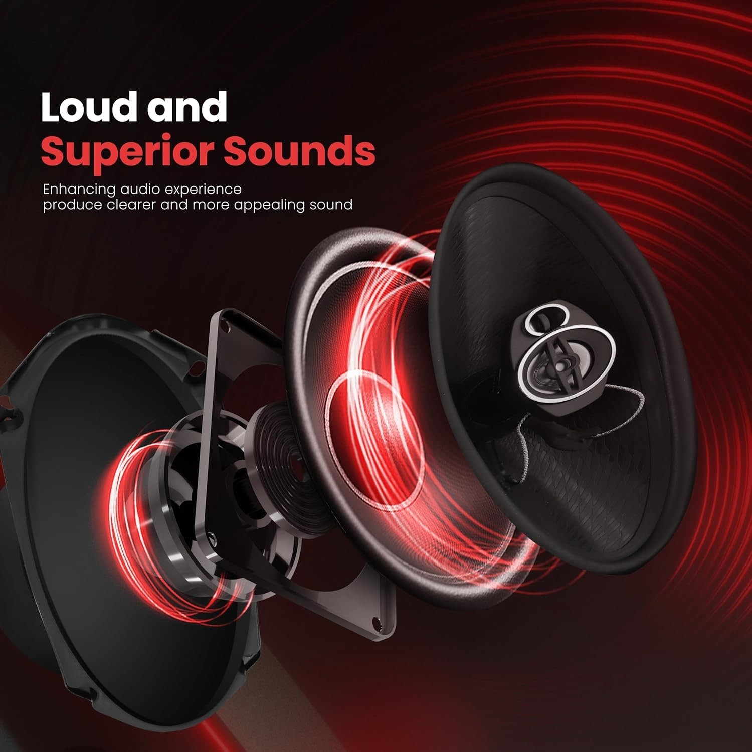 Altoparlanti Auto Triassiali 4×10 300W 3 Vie Audio Forte per Supporto Porta Veic