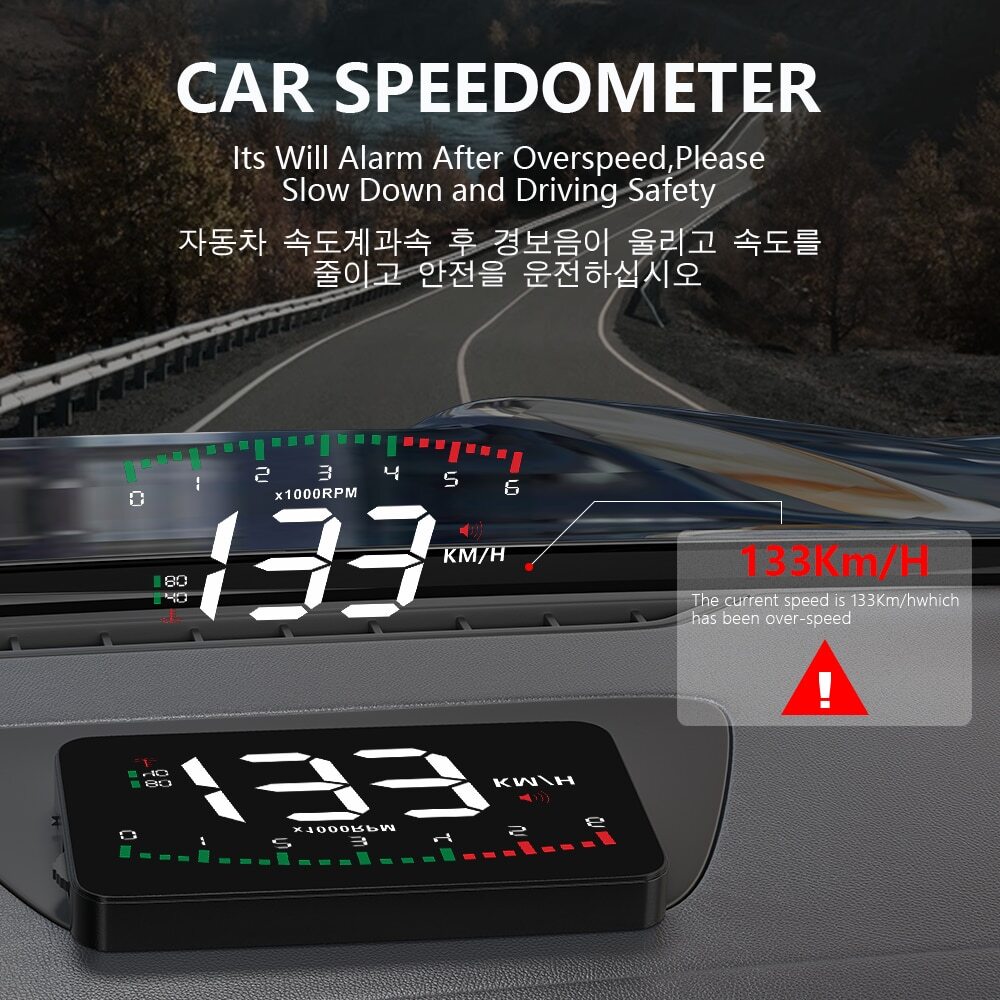 A900 Hud Display Car Projector Alarm OBD2 Head Up Display Speedometer Windshield
