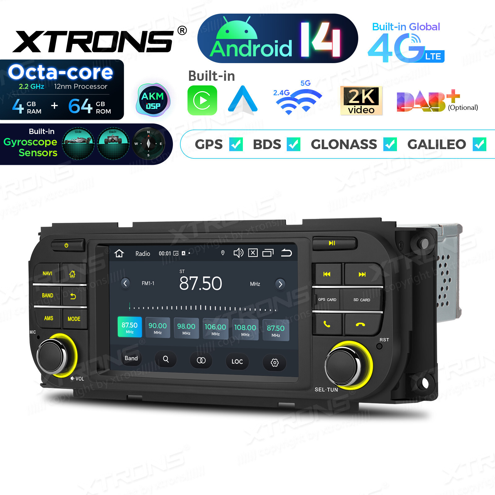 Android 13 8Core 5″ Car GPS Radio Stereo 4G LTE For Jeep Wrangler Dodge Chrysler