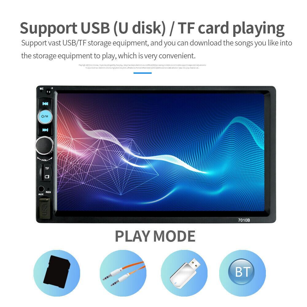 7″ Double 2 DIN Car MP5 Player Bluetooth Touch Screen Stereo Radio With Camera