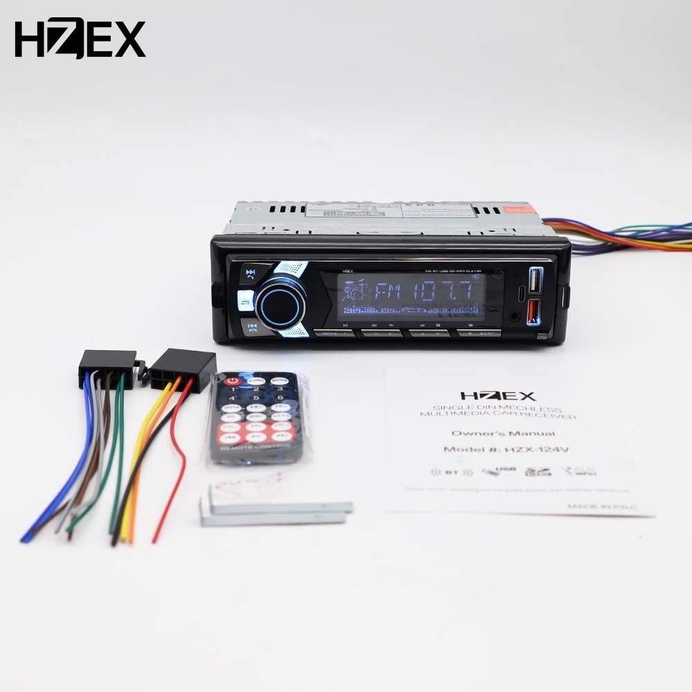HZEX Single Din Bluetooth Car Stereo, Mechless Media Player AM/FM/USB/SD/AUX
