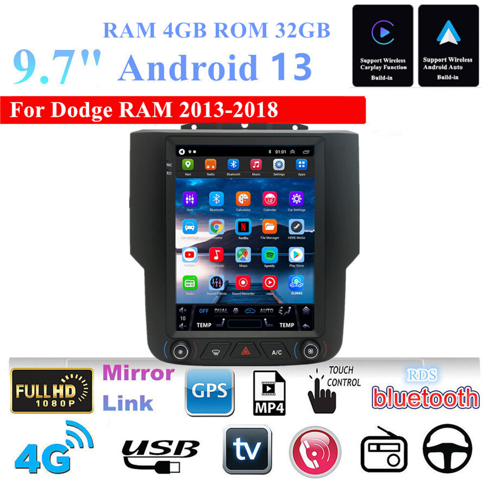 9.7”Android13 4+64G Car Stereo Radio Navi GPS For Dodge RAM 1500 2500 3500 4500