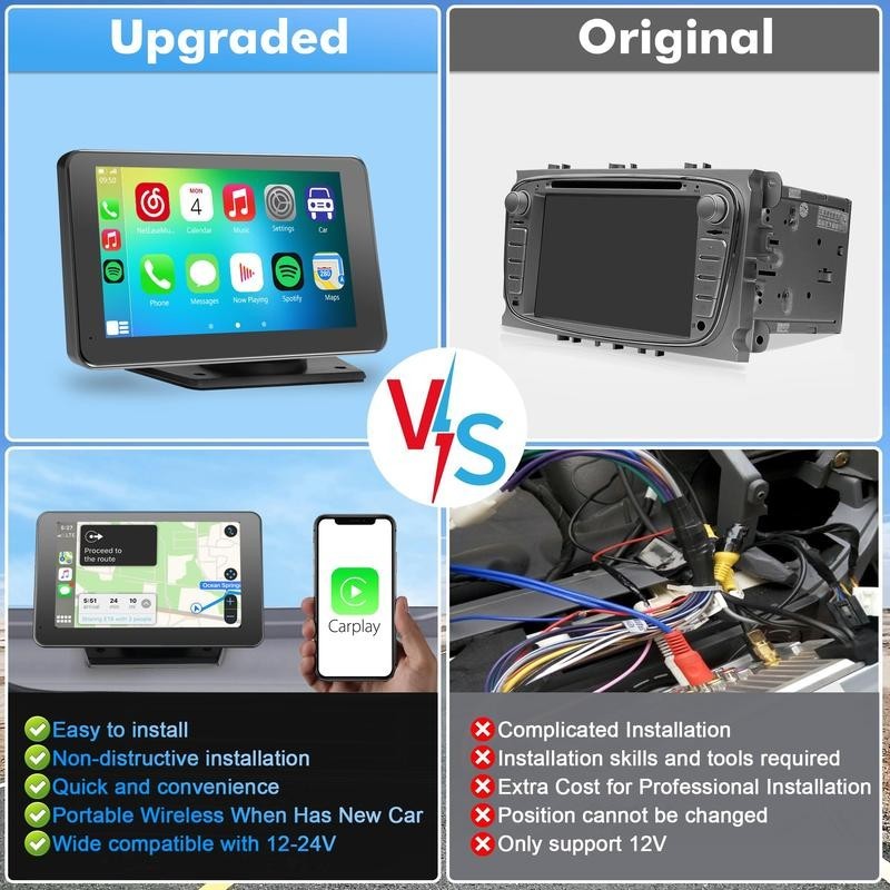 2026 Wireless CarPlay Screen Android Auto Portable Car Play Display Tablet 7in
