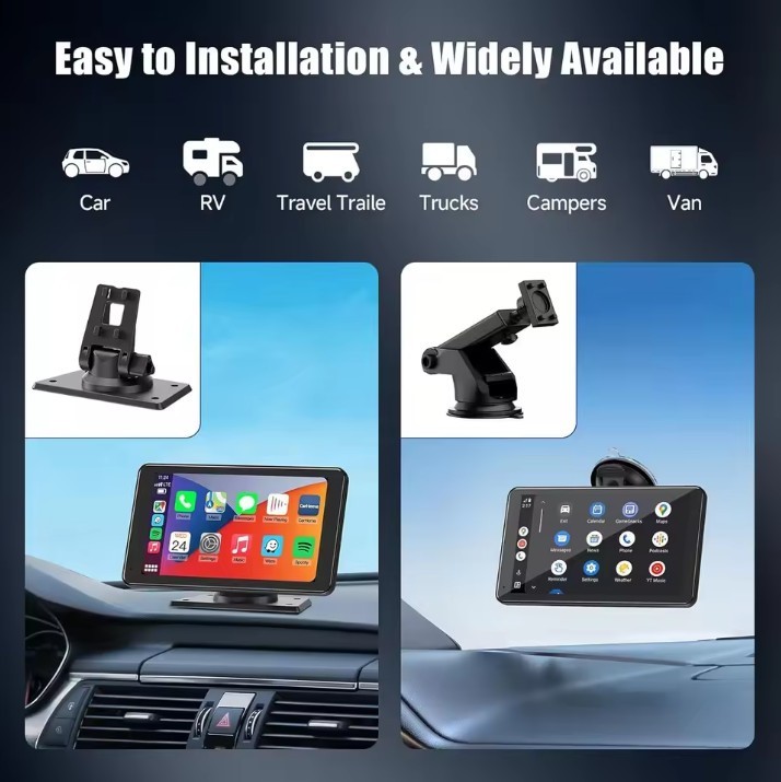 7 Inch Wireless Apple CarPlay Android Auto Portable Car Touch Screen