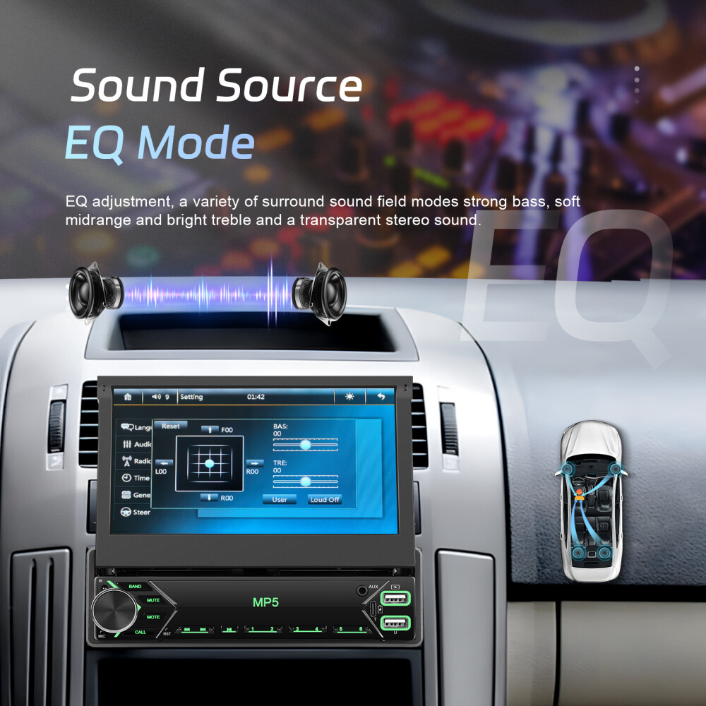 7″ Single 1 DIN Flip out Touch Screen Car MP5 Stereo Radio Bluetooth Mirror Link