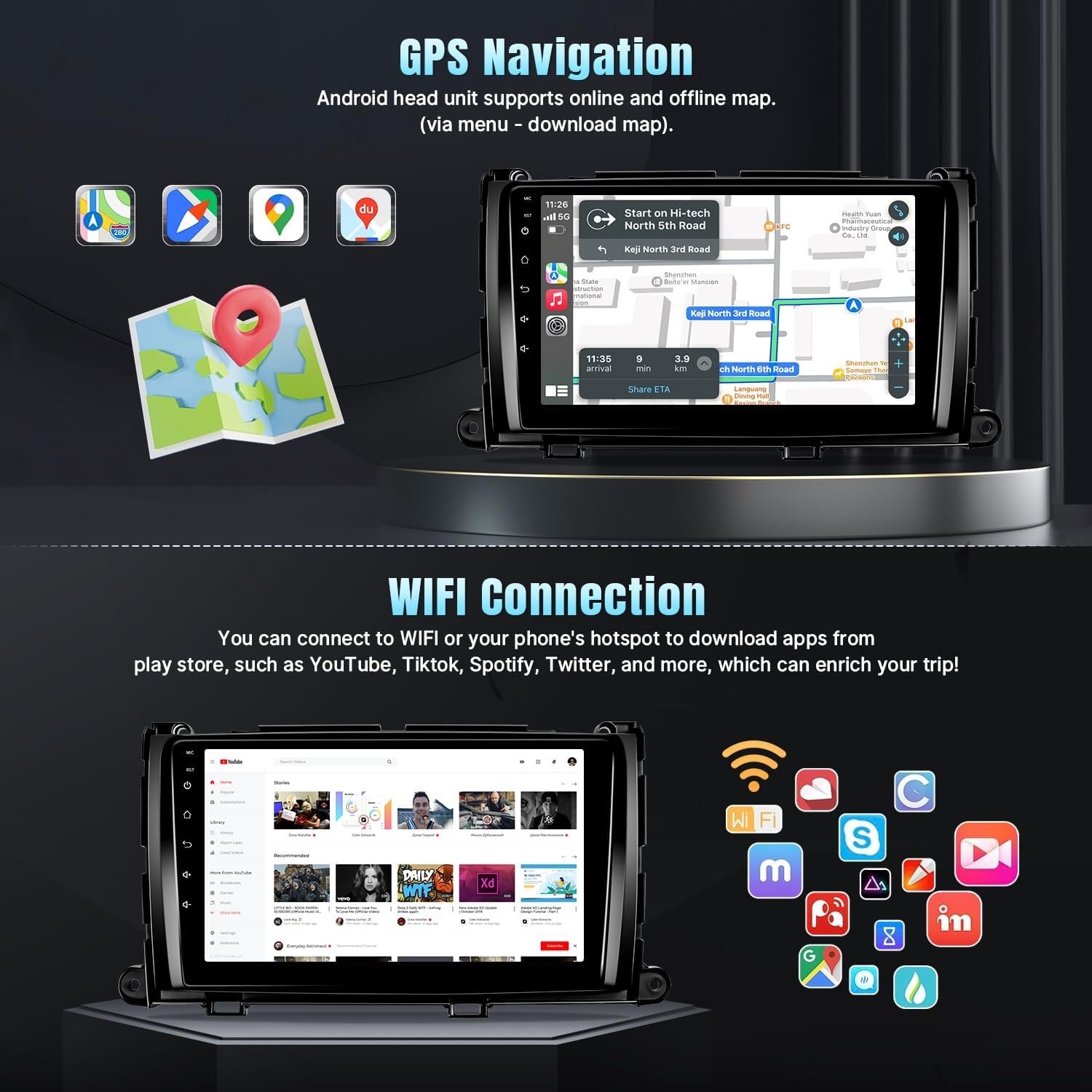 Naifay Car Radio Stereo for Toyota Sienna 11-14 w/Wireless CarPlay Android