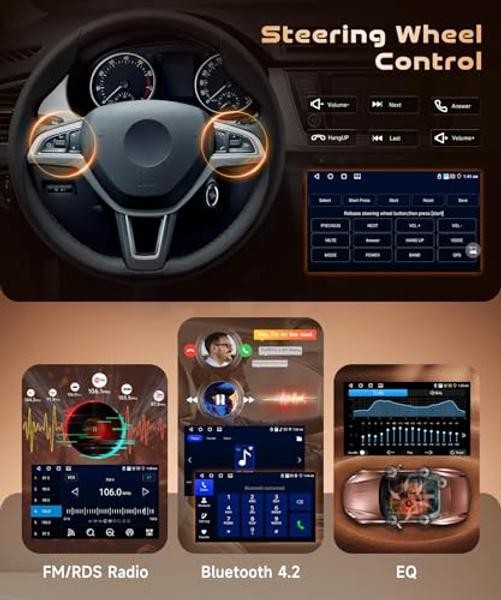 Android 4G+64G Double Din Car Stereo with Wireless 7 inch+Colorful Light