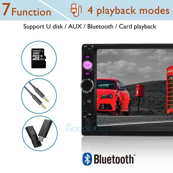 7″ Radio Estereo De Pantalla Para Coche Carro GPS Tactil Doble Din Bluetooth NEW