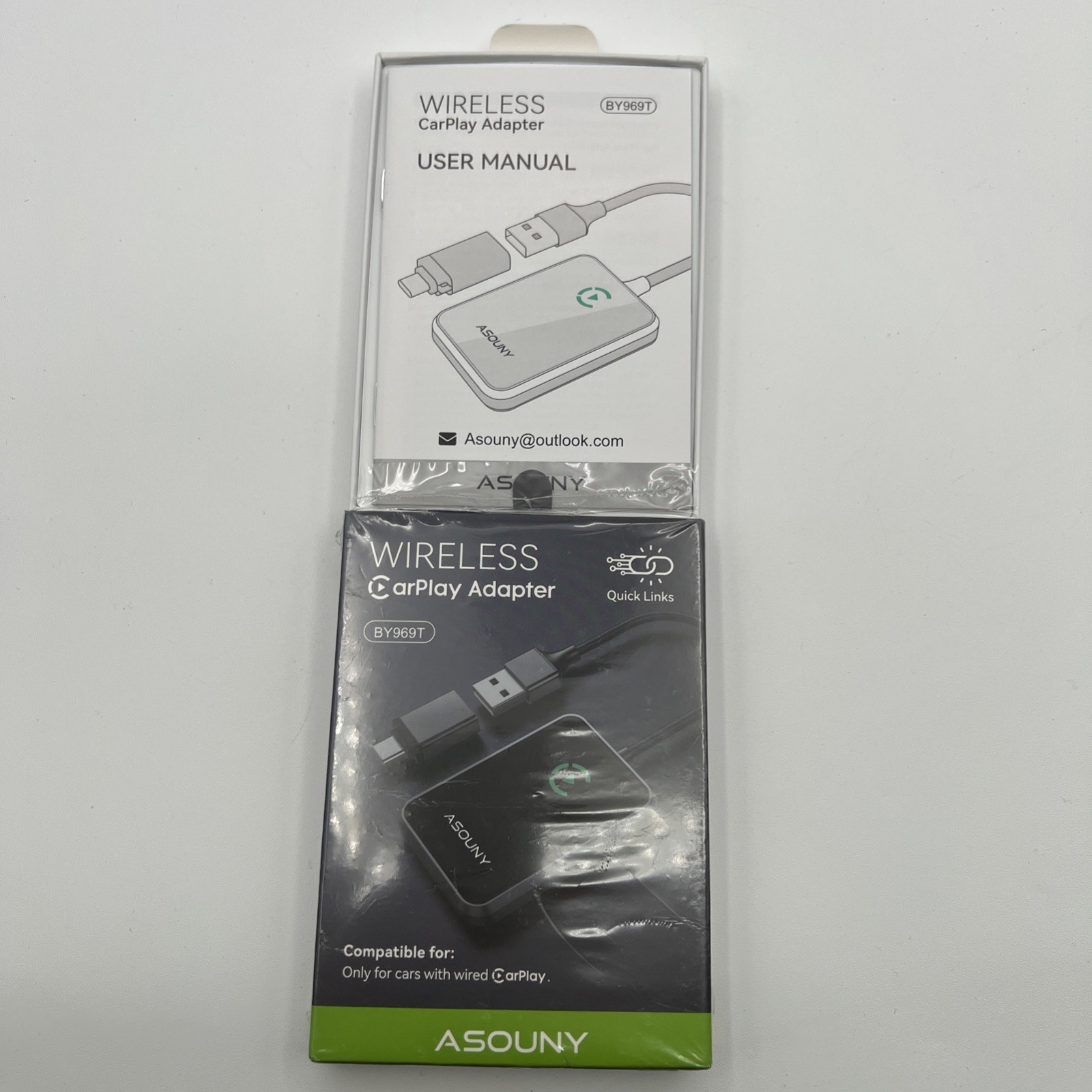 Asouny Quick Links BY969T Wireless Carplay Adapter Wired to Wireless