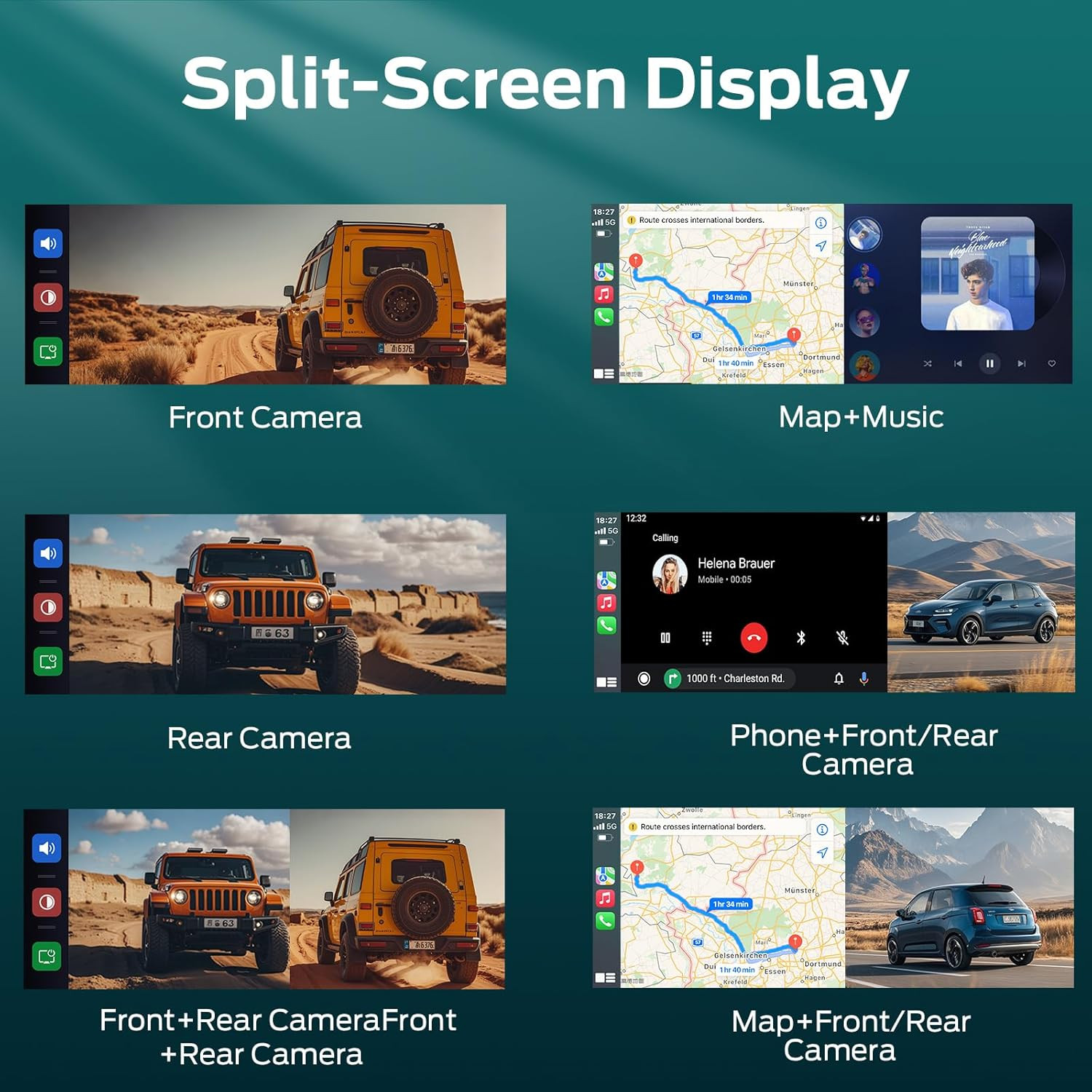 10.26″ Portable Carplay Screen with 4K Dash Cam & Wireless Car Audio