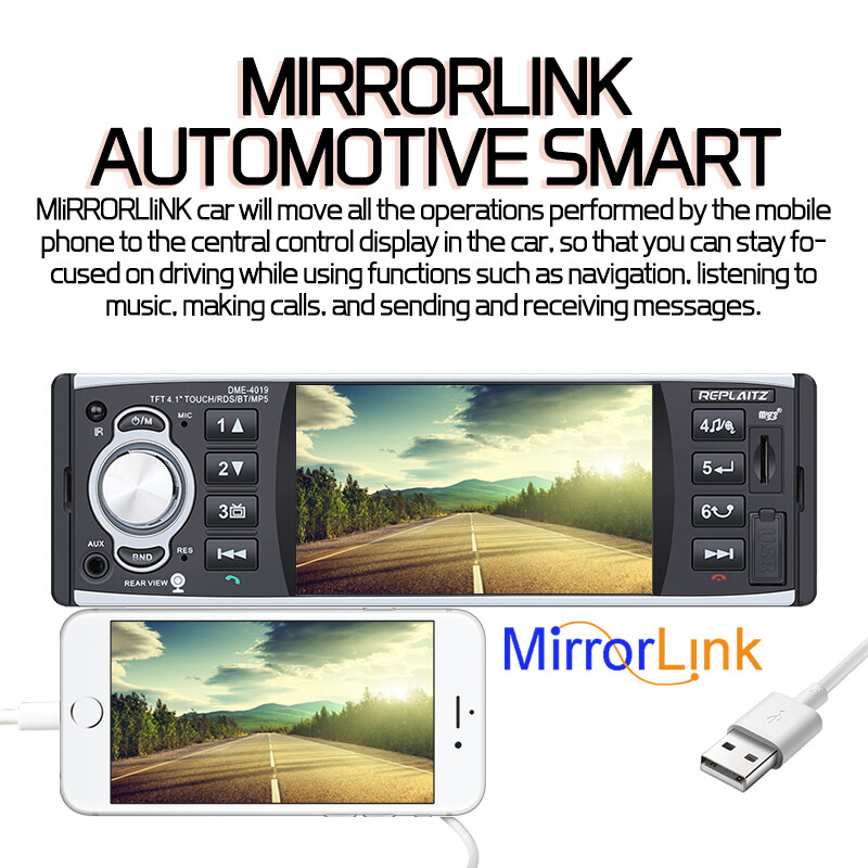 4.1” 1 Din Car MP5 Player Radio Bluetooth TF FM RDS Stereo Wheel Control Camera