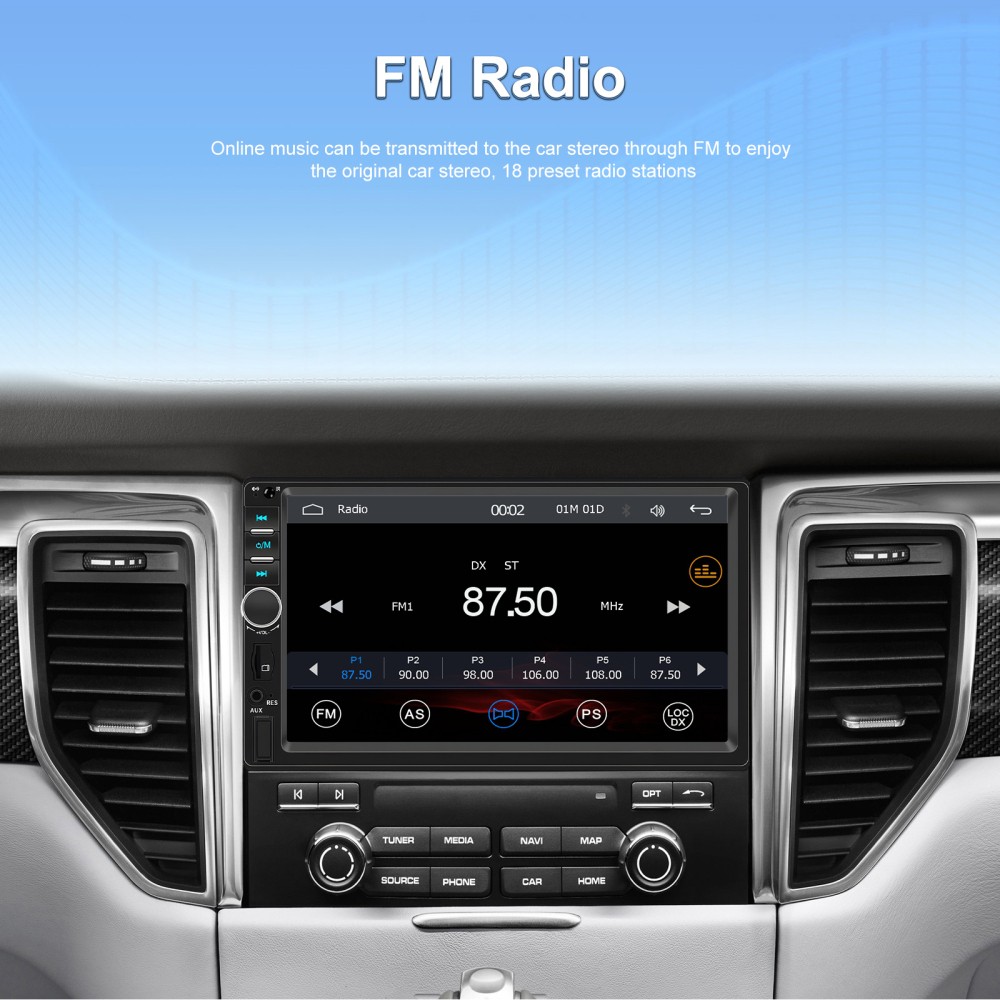 7” Double 2 Din Touch Screen Car Radio Stereo Android Auto BT Apple CarPlay Cam