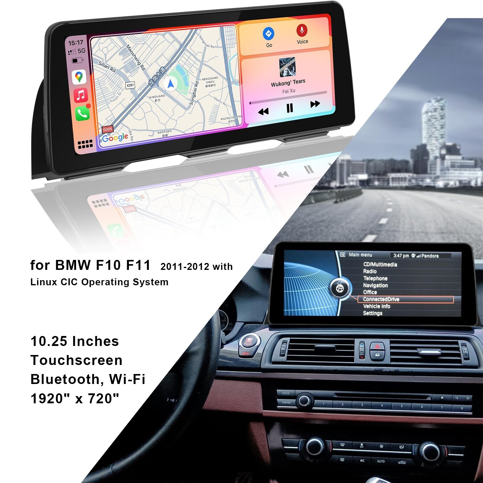 10.25“ Vertical Screen for BMW 5 Series F10 F11 2011-2012 Linux CIC Touch Screen