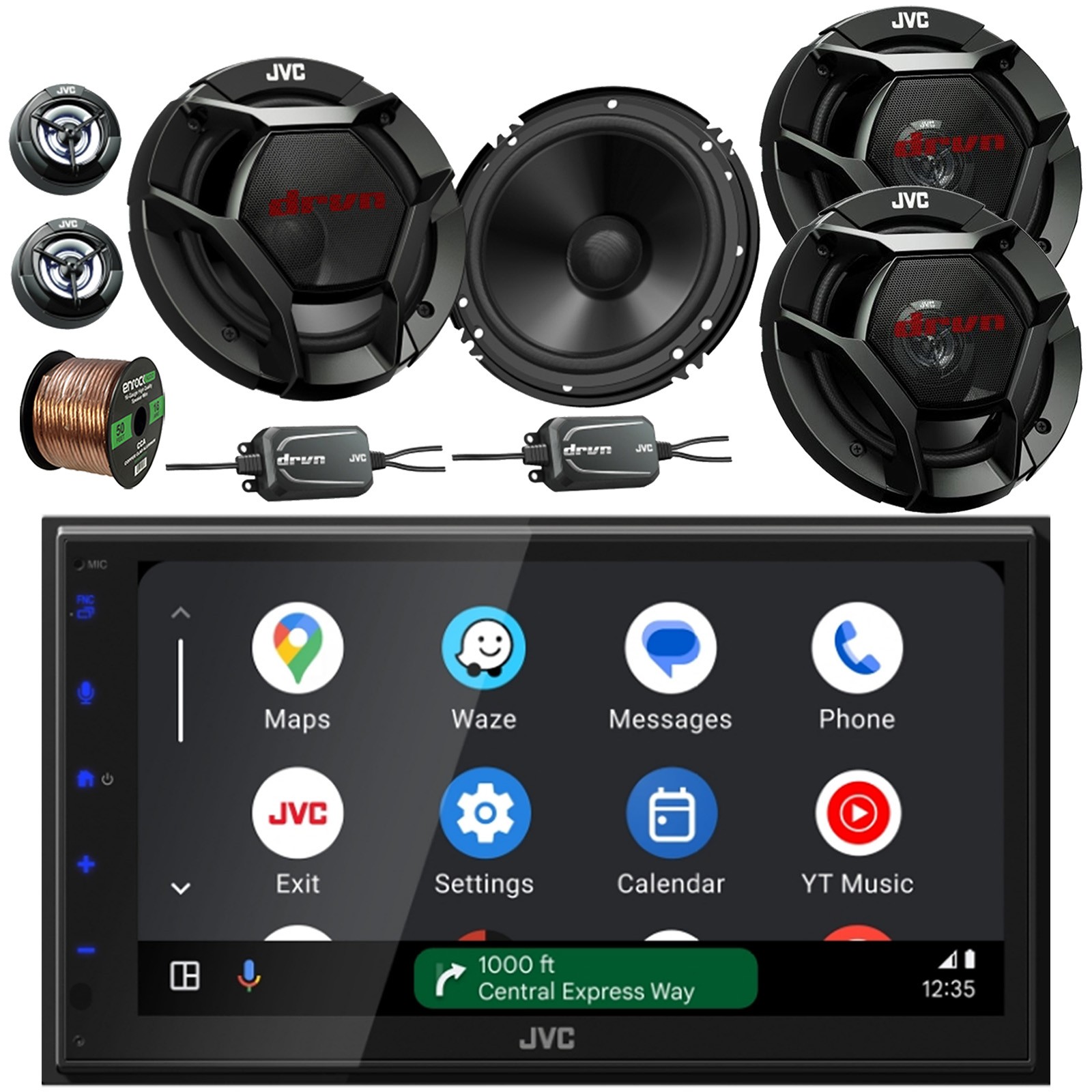 JVC KW-M690BW 6.8″ Touchscreen WiFi Receiver, 2x 6.5″ + 2x 6.5″ Speakers w/Wire