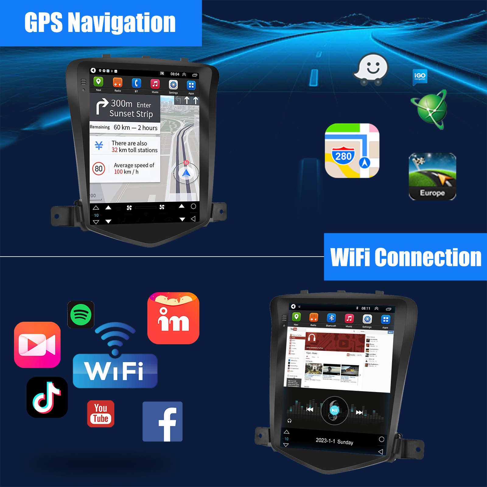 For Chevrolet Cruze 2009-15 Car Radio Stereo GPS Carplay Android 14 Tesla Screen