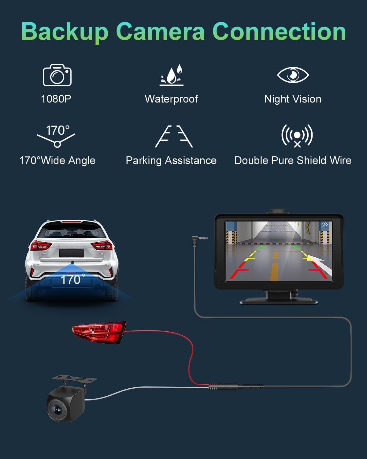 Carplay Screen for Car, 7″ HD Portable Wireless Carplay & Android Auto