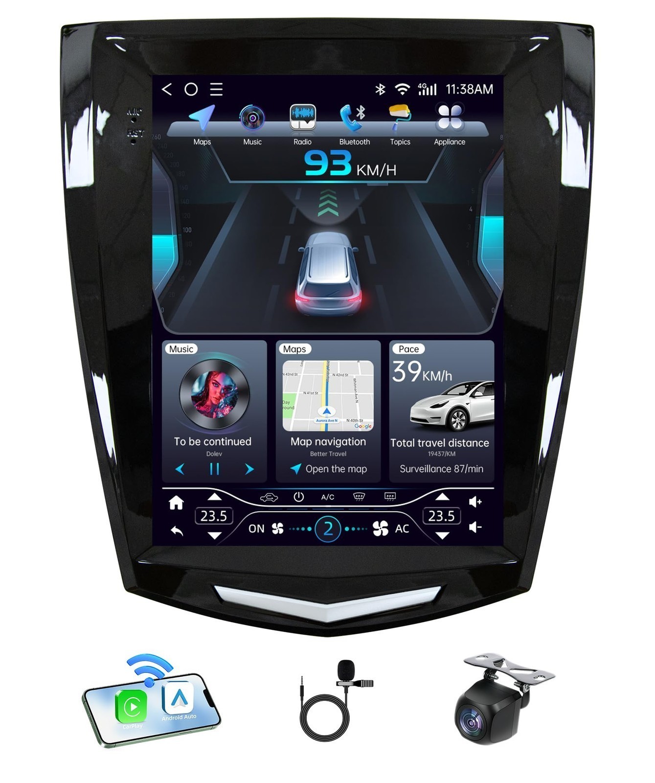 Car Radio Stereo Carplay For Cadillac ATS/XTS/SRX/CTS Quad Core Player