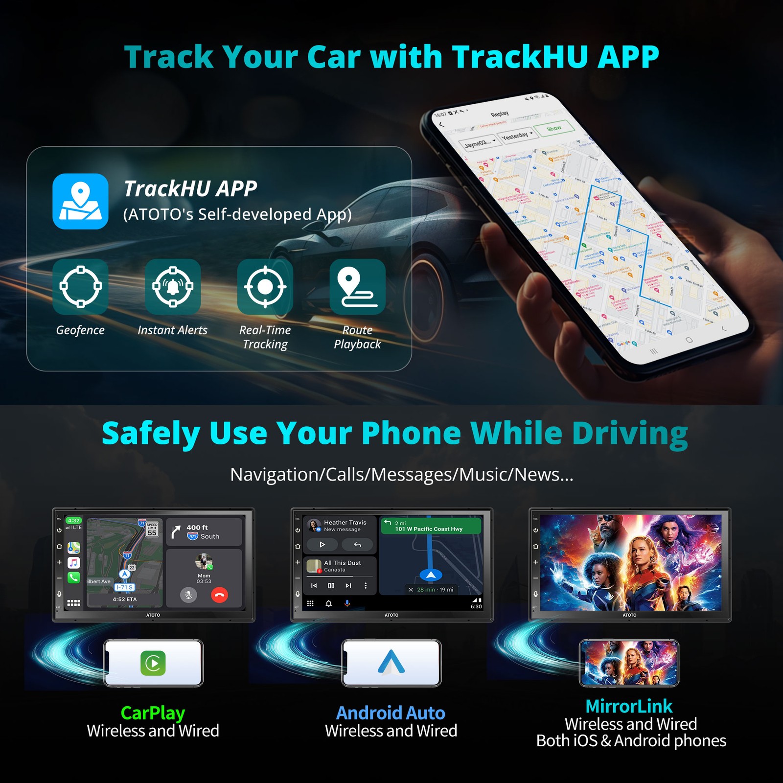 REVCAR A6 2 DIN 7″ 8-Core 4G+64G Android Car Stereo Radio CarPlay GPS 4G LTE BT