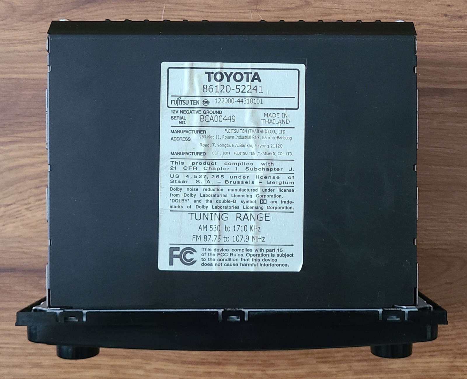 Toyota AM FM Radio CD Cassette Player 86120-52241 OEM
