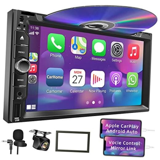 Double Din Car Radio Stereo with 7-Inch Touch Screen, Support CD/DVD