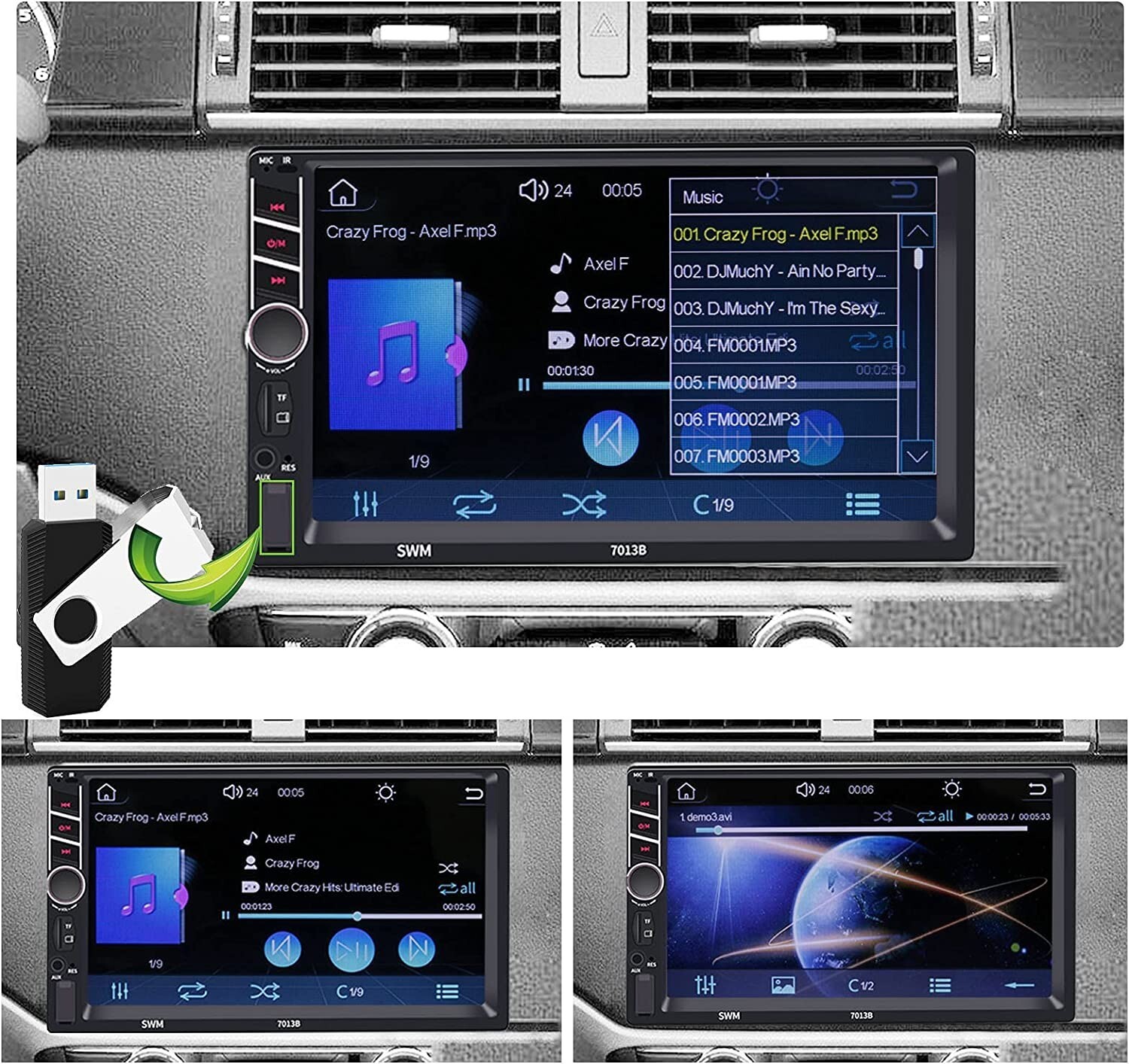 Double Din Car Stereo Apple Carplay/Android Auto Car Stereo with Bluetooth Backu
