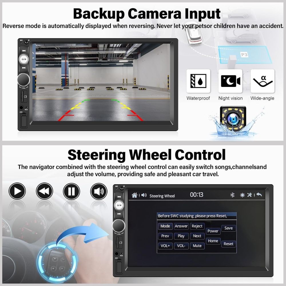 Double Din Car Stereo Radio Apple CarPlay Android Auto BT Touch Screen Head Unit