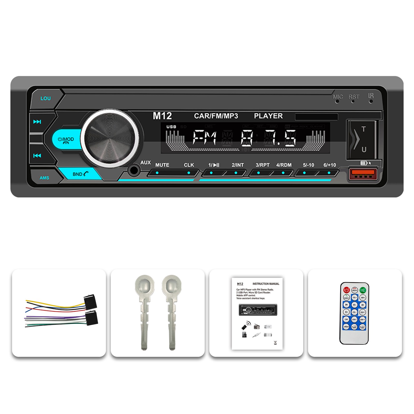 Bluetooth Car Stereo Audio In-Dash Aux Input Receiver SD USB MP3 Radio Player FM