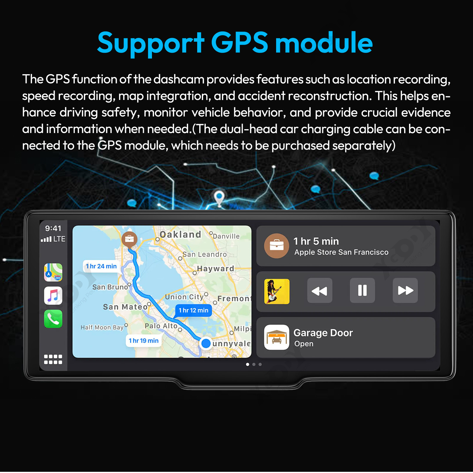 12″ Mirror Dash Cam 4K Touch Screen Car DVR 3-Channel IR Night Vision WiFi GPS