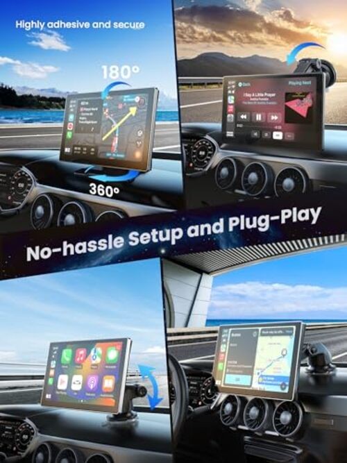 9″ Wireless Apple Carplay Screen for Car, Portable Car Play Screen for Q9SS-1