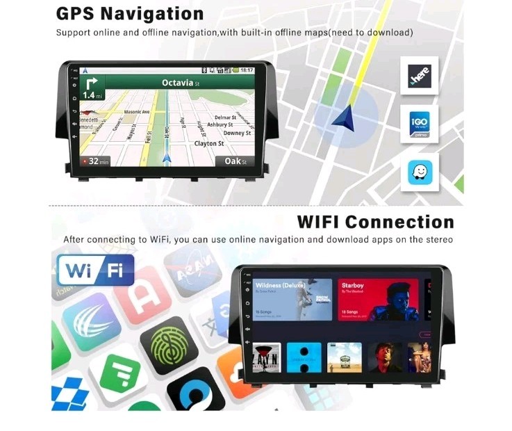 Car Stereo for Honda Civic 2016-20 carplay Android GPS Backup Camera MIC FM NAV