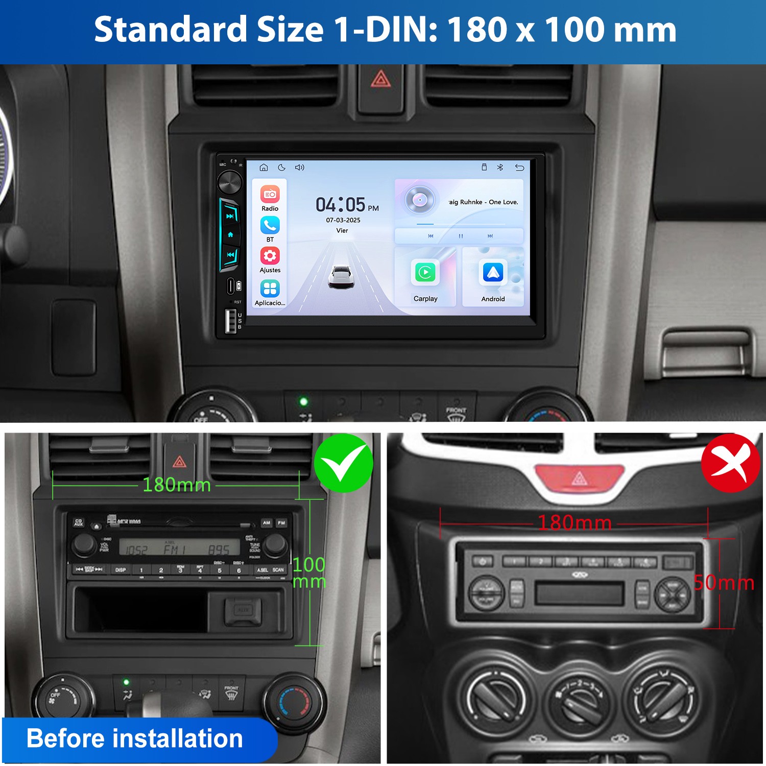 7″ 2Din CarPlay Android Auto Multimedia Player Rear Camera Universal Car Stereo