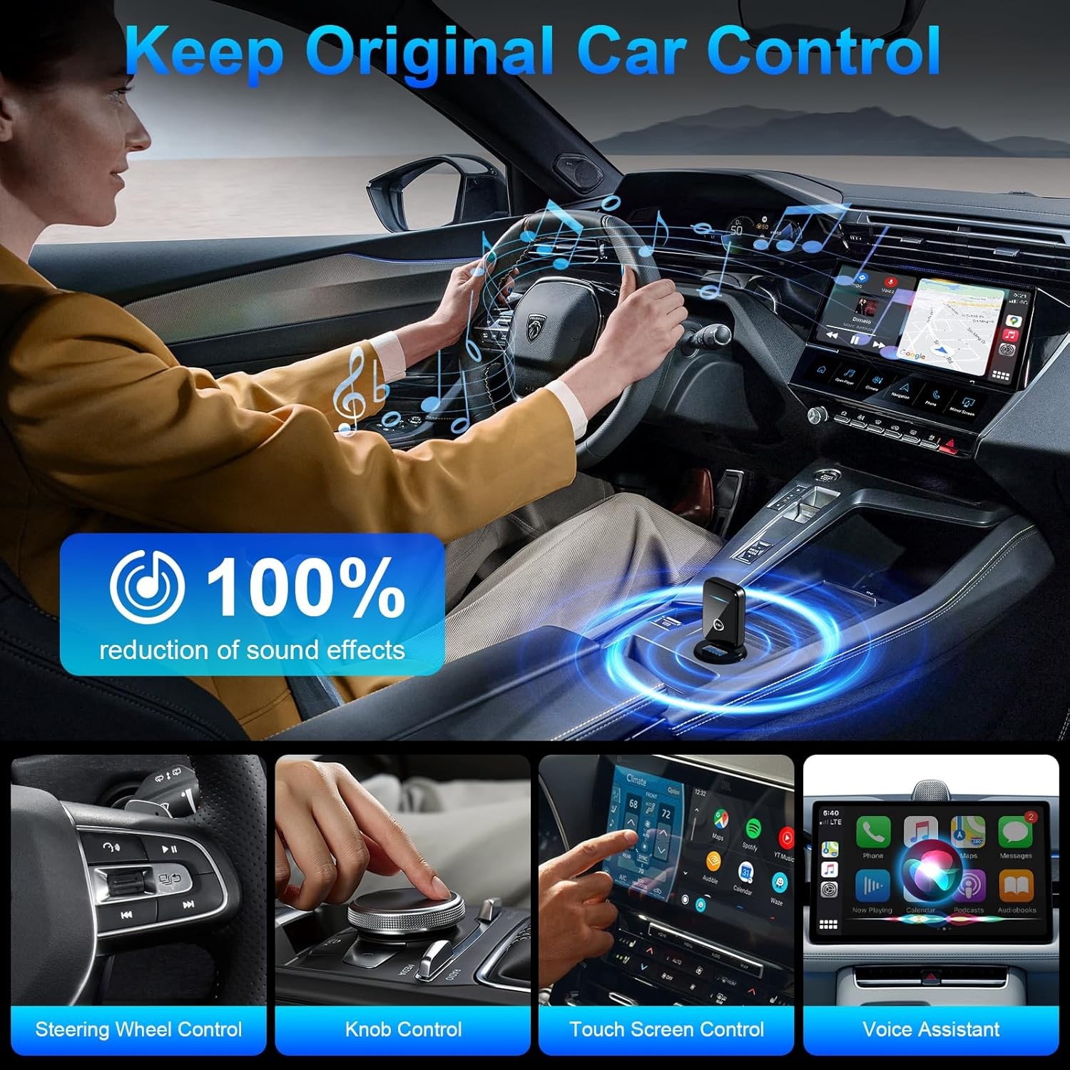 2025 Mini Carplay Wireless Adapter & Android Auto Dongle for iPhone Black