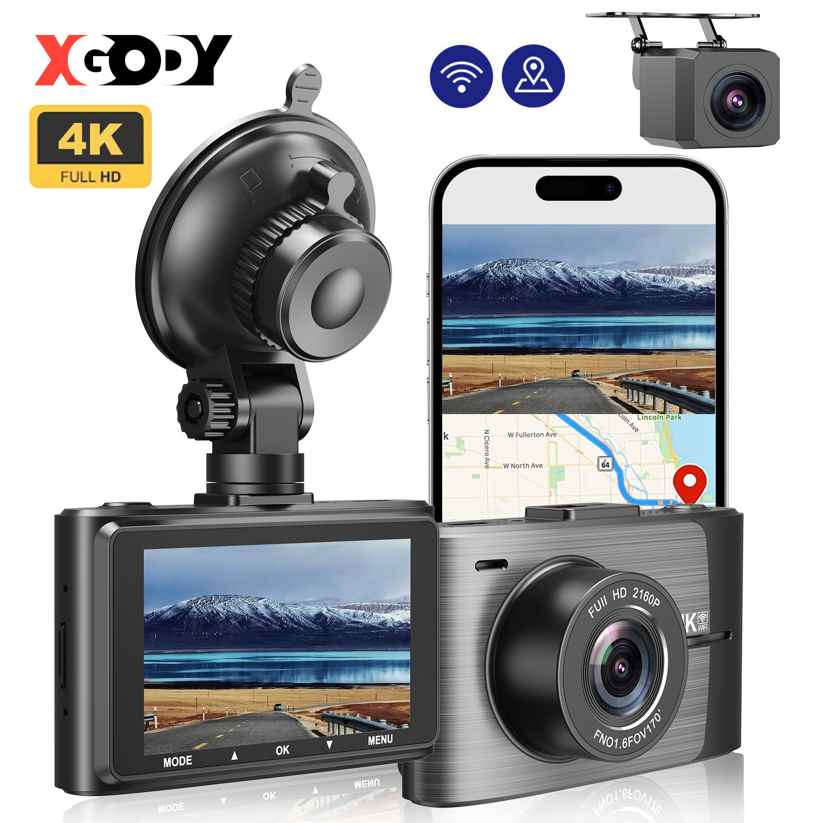 XGODY 3″ 4K Dash Cam 2160P Car DVR Camera Video Recorder Night Vision G-Sensor