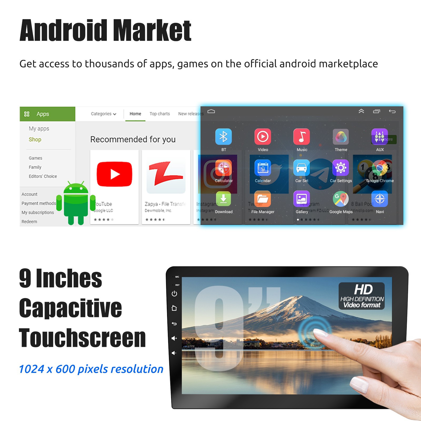 2 DIN 6.2″ Carplay & Android Auto CD DVD Player FM AM RDS Stereo Head Unit Radio