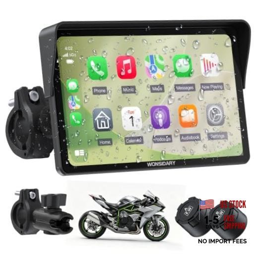 W722TPMS 7″ Wireless Motorcycle CarPlay & Android Auto with TPMS,IP67 7 Inch