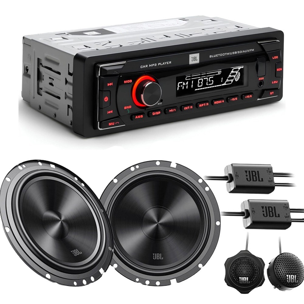 JBL Bluetooth FM MP3 Car Stereo | 6.5″ JBL Stage265C Component Speakers 720W