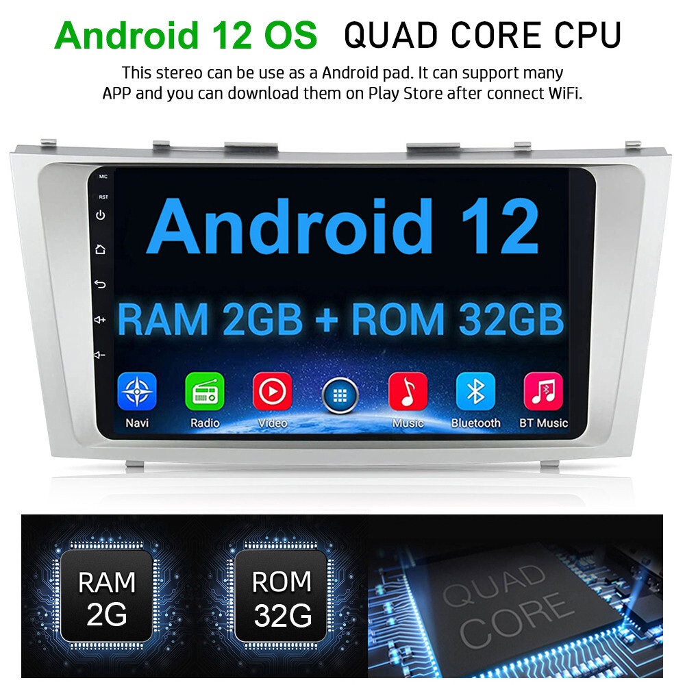 For Toyota Camry 07-11 JBL Android 12 Car Stereo Radio GPS Apple CarPlay 2+32GB