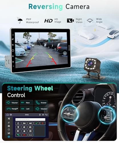 10.1 inch Single Din Car Stereo with AM/FM/RDS Wireless Carplay Android Auto,