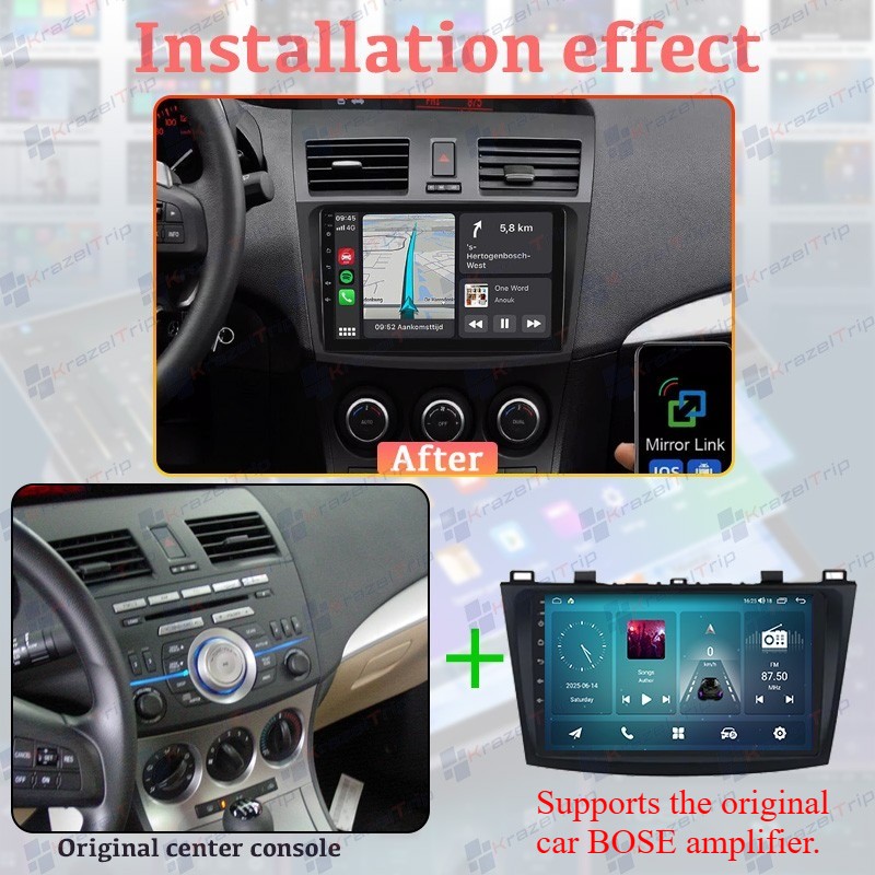 8 Core 64GB Android Car Radio for Mazda 3 2009 – 2013 CarPlay Support BOSE AMP