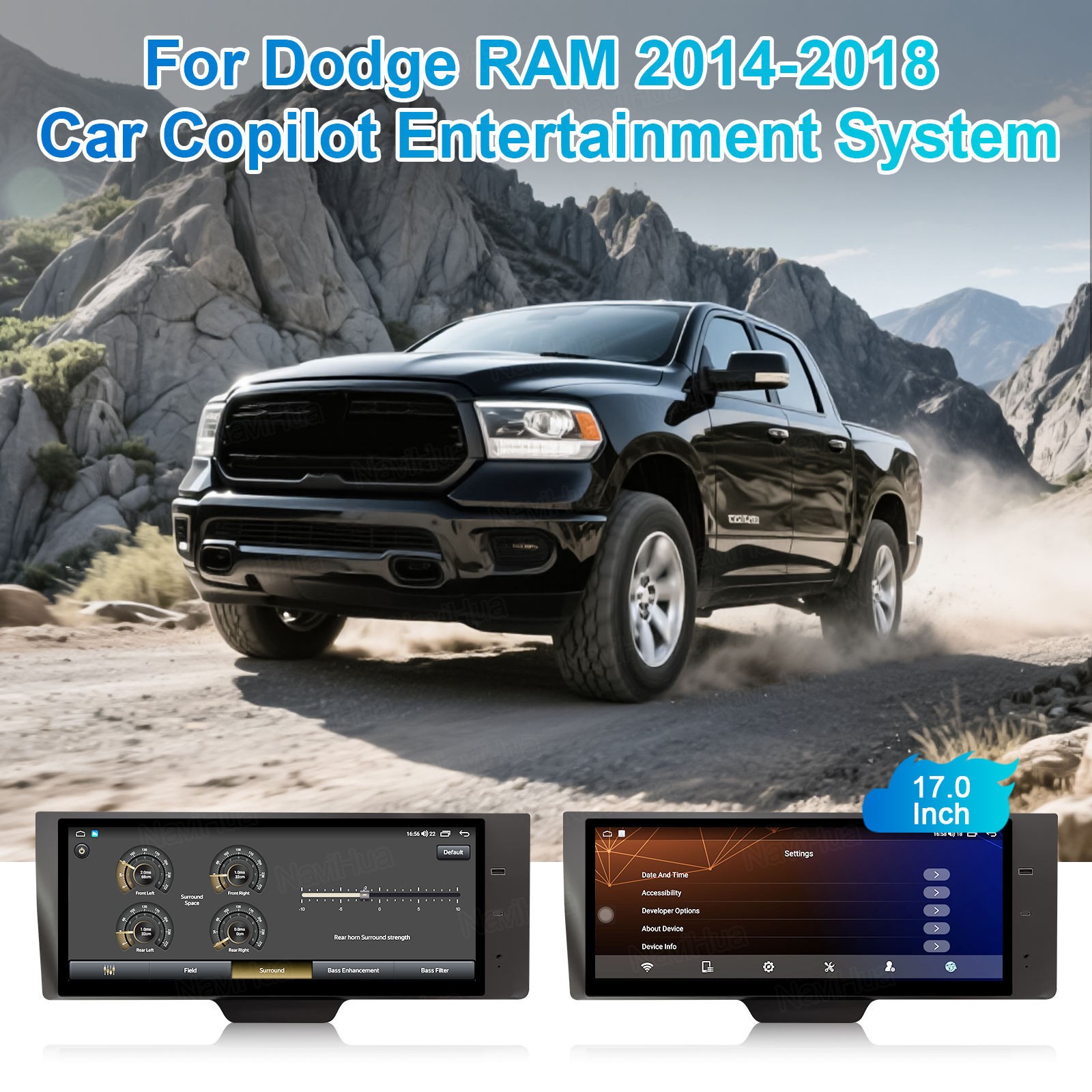 Passenger Side Multimedia Touch Screen 17″ In-Vehicle Display for Dodge RAM