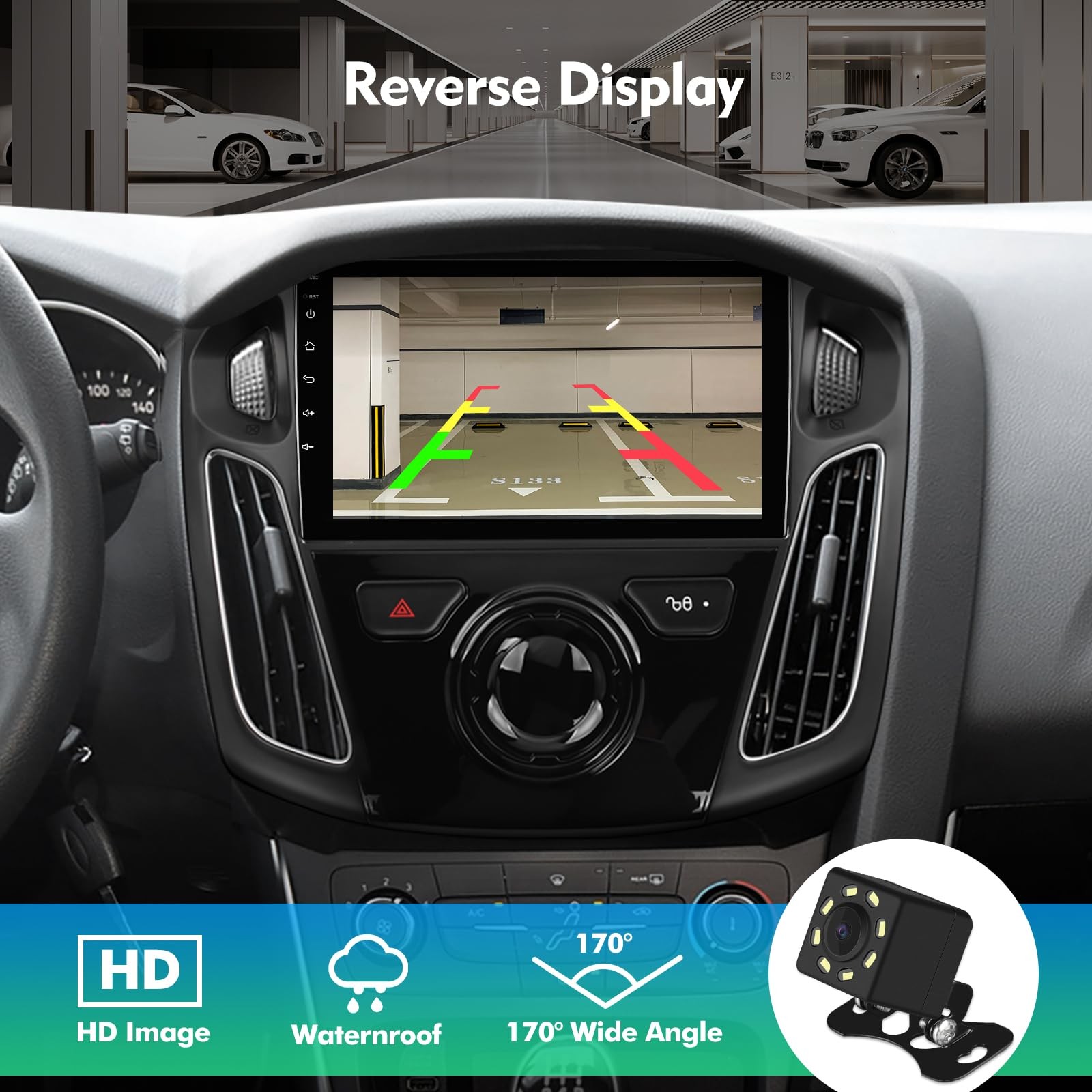 9 Inch IPS Touchscreen Android 13 Car Stereo for Ford Focus 2012-2018 Dual USB