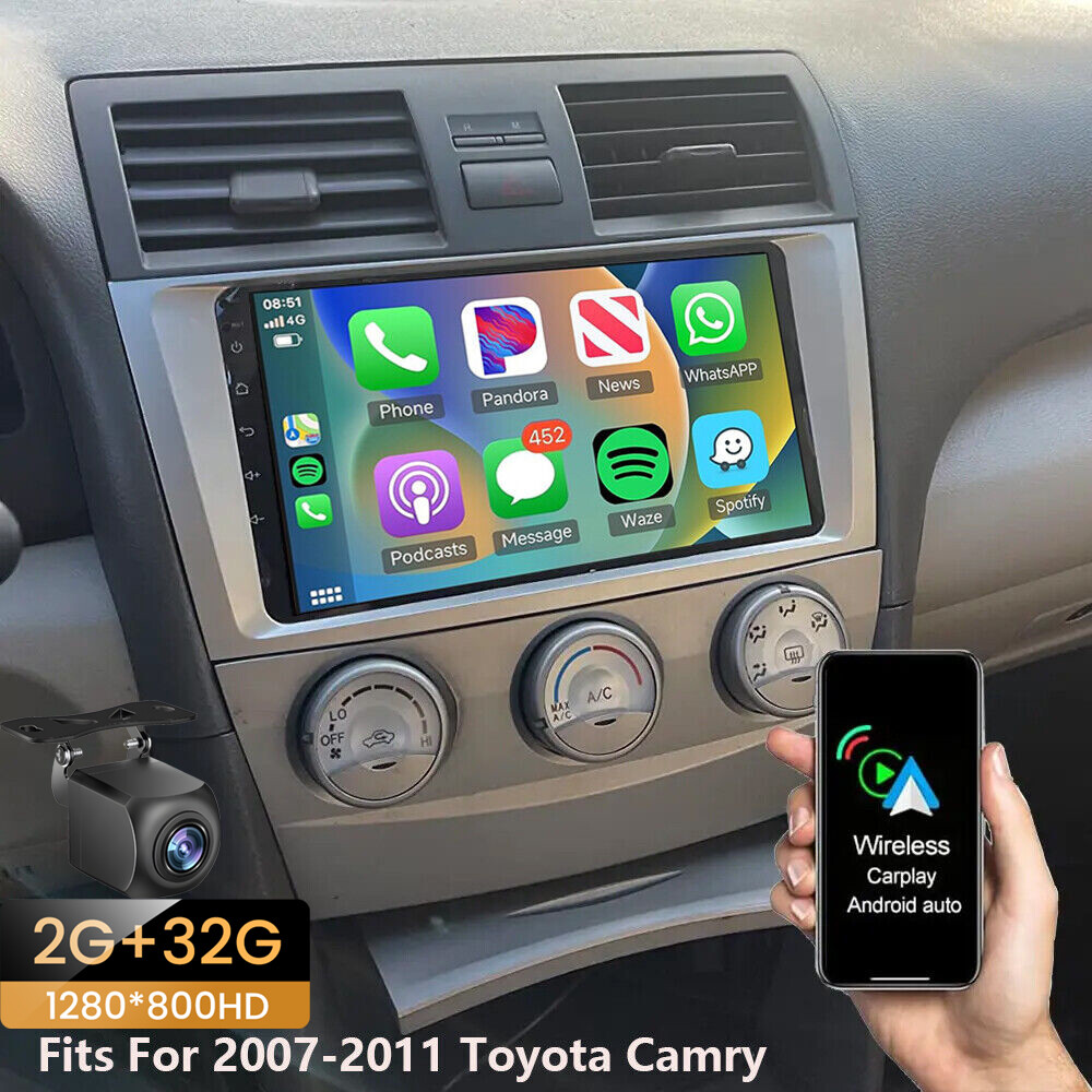 8Core 4+64G Android 13 Stereo CarPlay Auto WiFi for Toyota Camry Radio 2007-2011