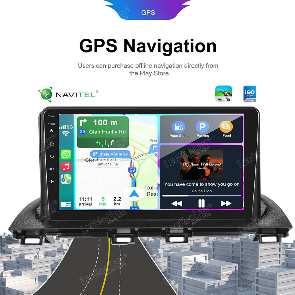 9″ Quad Core Car Radio For Mazda 3 Axela 2014-2019 Android GPS Stereo 4GB+64GB