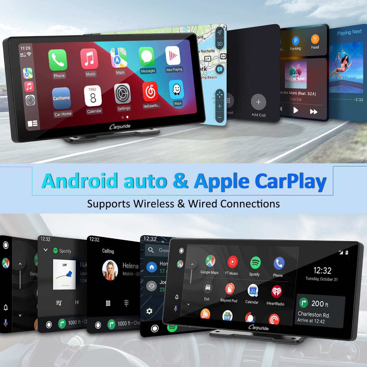 Carpuride 10.3 Inch Car Stereo Apple Carplay Android Auto Radio Receive Car Play