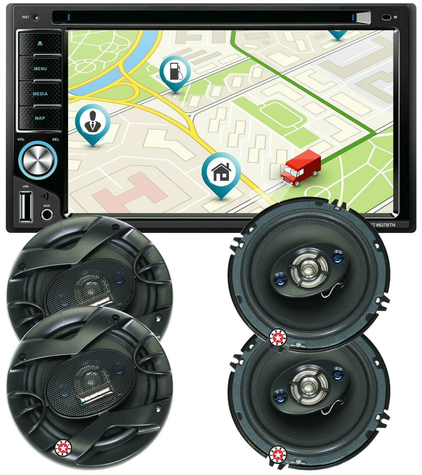 4x Blaupunkt GTS655M 6.5″ Speakers + 200W 6.2″ Mirror Link GPS For Android & IOS