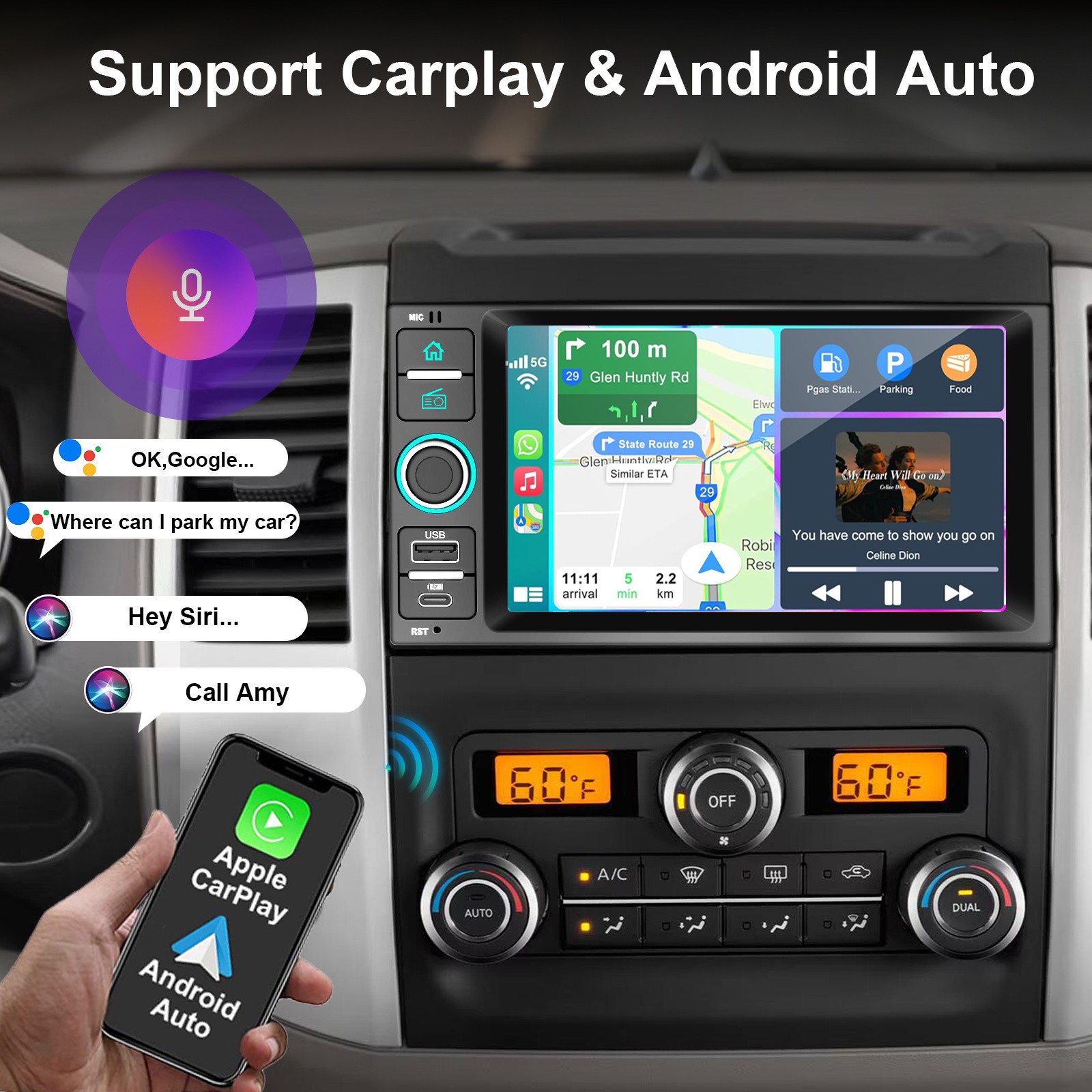 Car Stereo BT AM FM Radio Wireless Carplay Navi For Nissan Juke Micra 2015-2017
