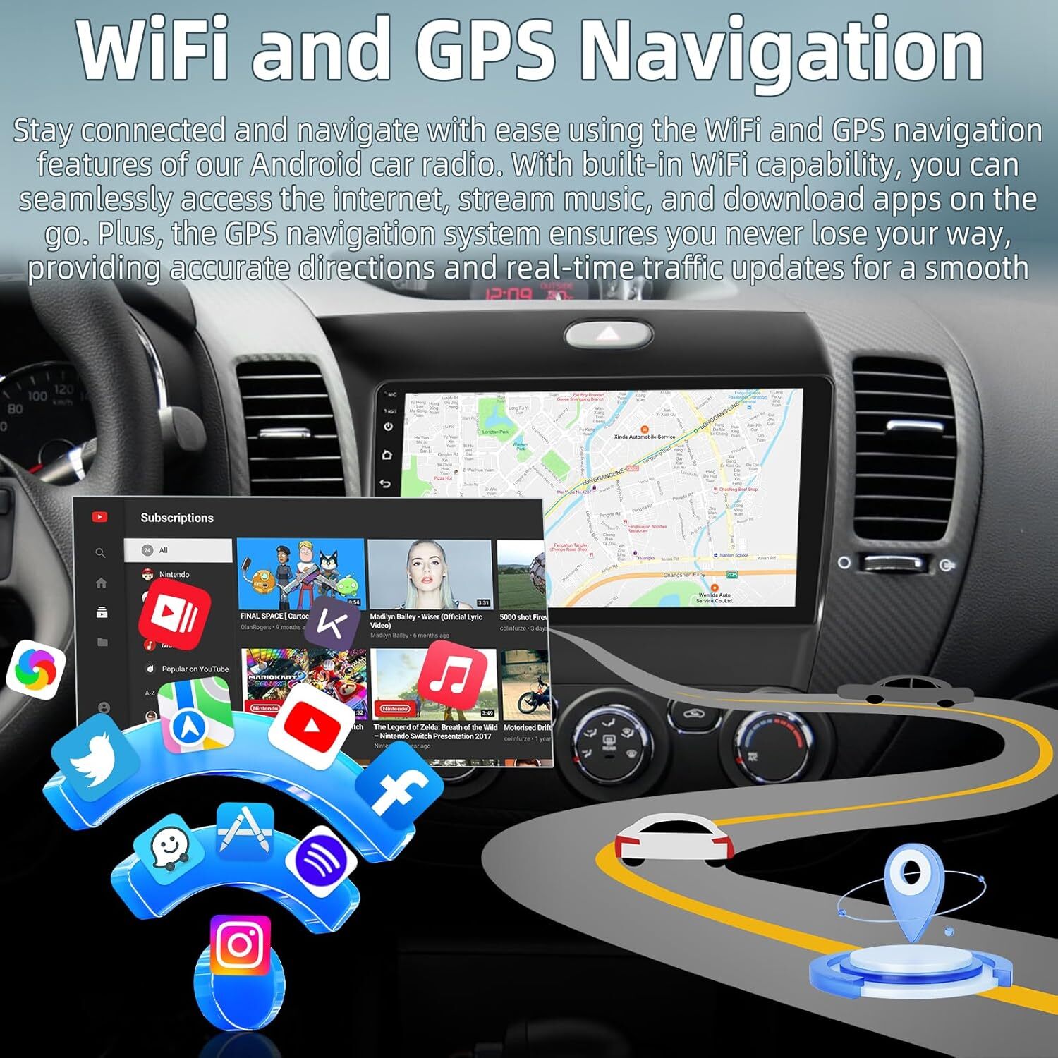 For KIA Forte 2014-2018 Android 12 Apple Carplay Car Radio GPS Navi Stereo +CAM