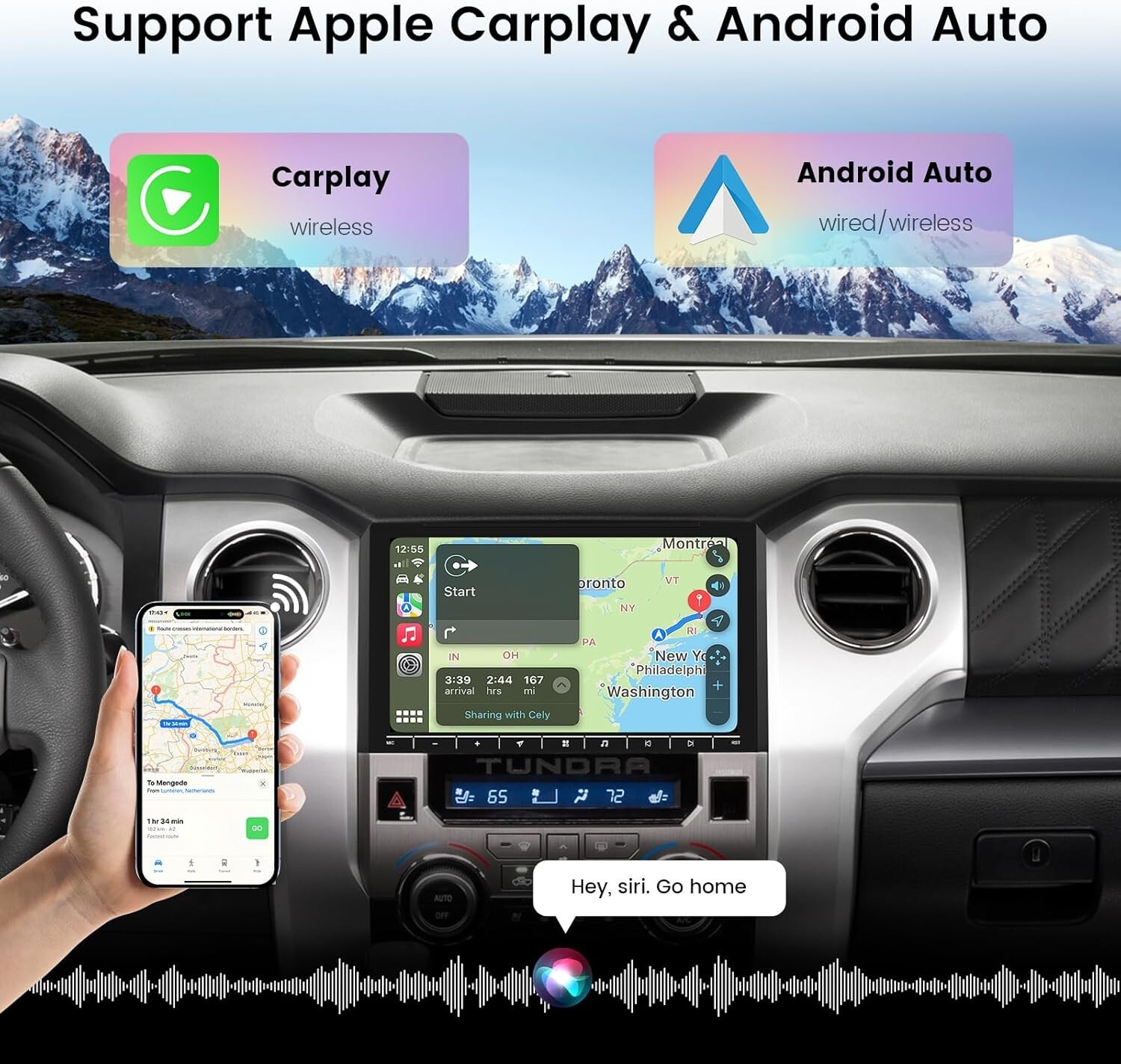Dasaita Vivid Car Stereo for Toyota Tundra 2014-2021 Apple CarPlay T-style GPS