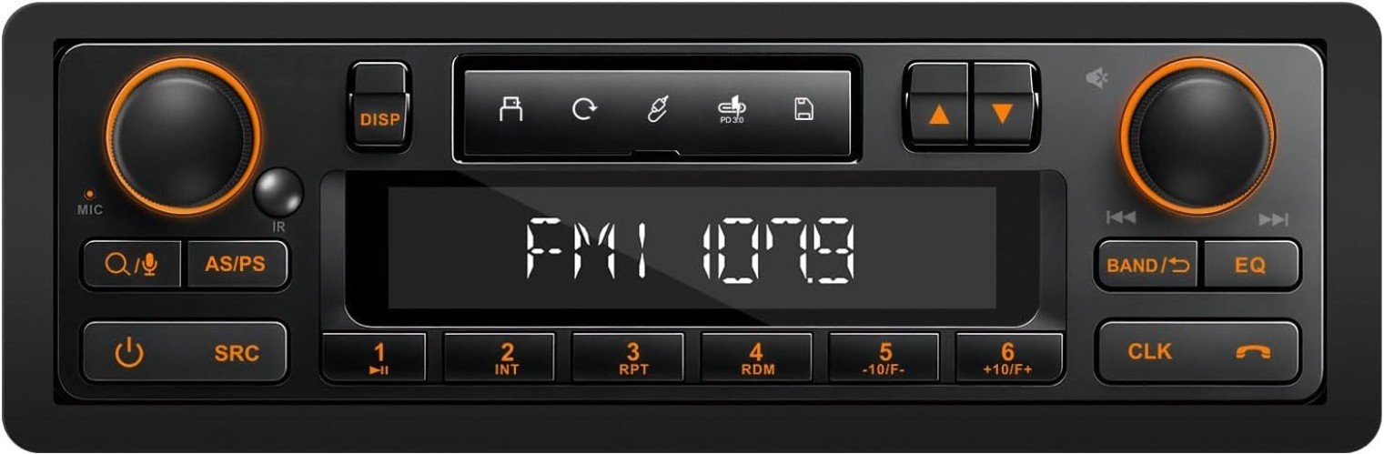 Retro Bluetooth Car Radio System: Single Din European Look Stereo for Classic…