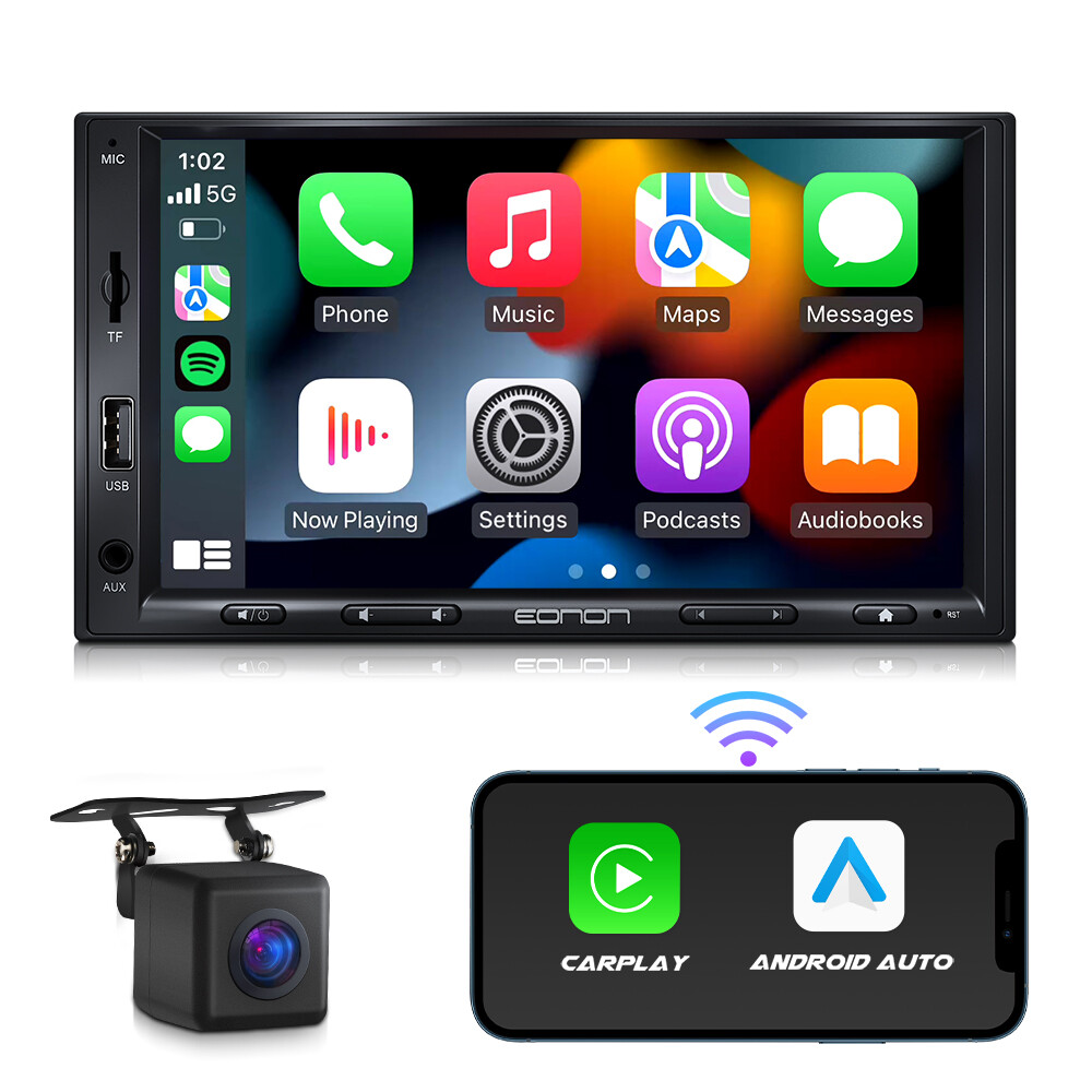 CAM+ Double 2DIN 7″ QLED Wireless Android Auto CarPlay Car Stereo Radio GPS Navi